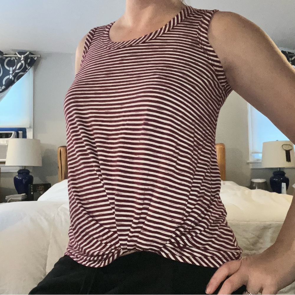 Nine Britton Burgundy and White Striped twisted Tank Top